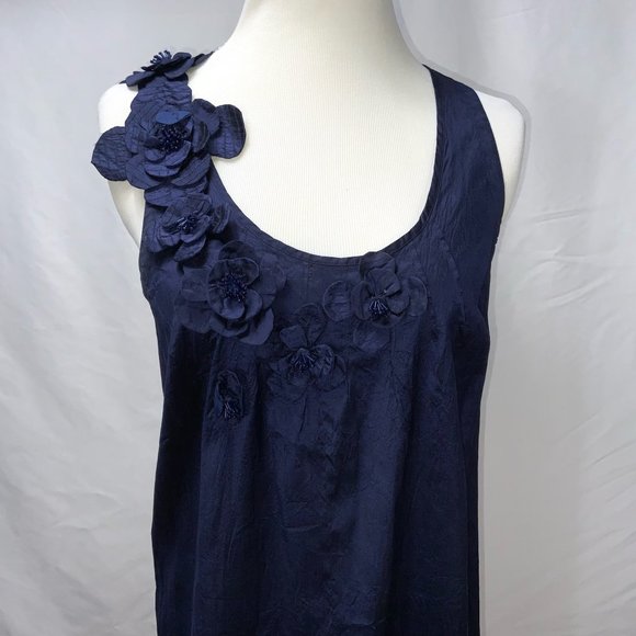 Calypso St. Barth Silk Embellished Sleeveless Midnight Blue Dress Size S - Picture 3 of 12